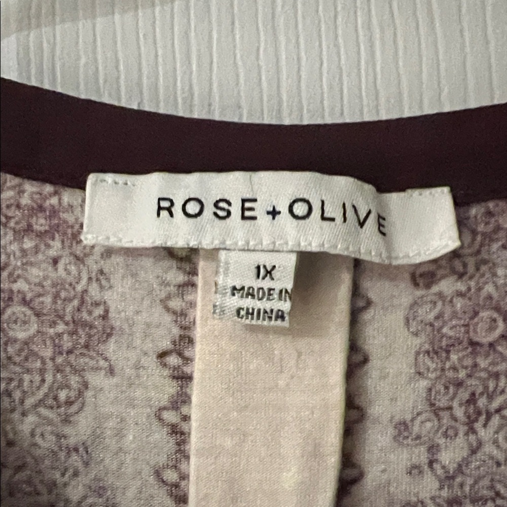 Rose & Olive Burgundy Tunic with Gold and Cream Accents - Picture 2 of 4